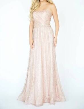 NEW JOLENE glitter tule gown in blush pink